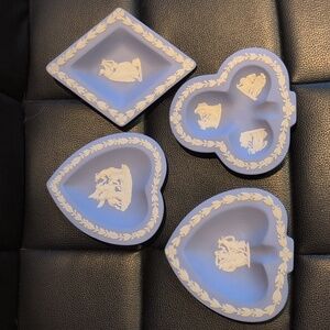 EUC Vintage Wedgwood Blue Jasper Ware Decorative Trinket Dishes